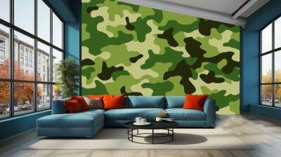 Camouflage texture seamless pattern. Abstract modern military camo background for fabric and fashion textile print. Vector illustration. Wall mural