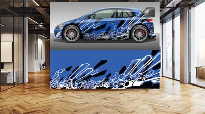 Car wrap vinyl racing decal ornament. Abstract geometric striped hexagonal sport background design print template. Vector illustration. Wall mural