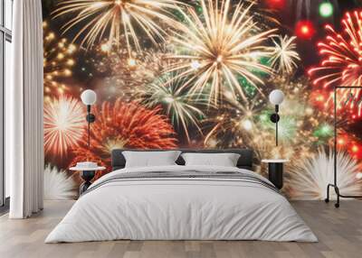 fireworks in the night sky Wall mural