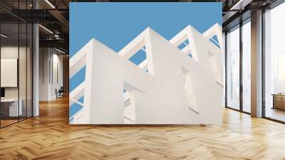 Geometric architecture detail modern concrete structure building abstract concrete architecture background building concrete balcony construction middle east Minimal architecture modern building white Wall mural