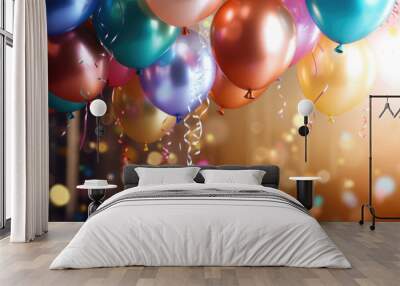 Beautiful Festive Background with Multicolored Balloons Wall mural