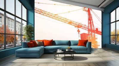 Construction crane, construction crane, heavy construction industry. copy space Wall mural