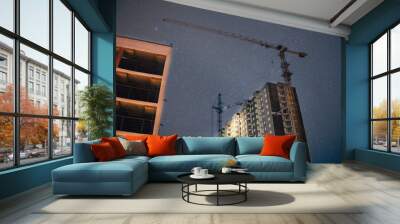 construction crane at night Wall mural