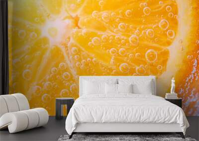 juicy citrus pulp close-up. healthy lifestyle, vitamins, proper nutrition, diet, fresh juices. Background fruit texture. Close up Wall mural