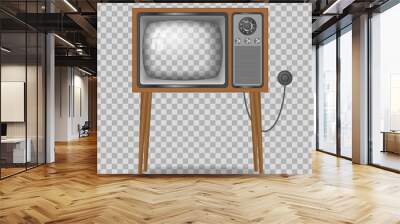 Vintage TV with legs on a transparent background. Retro old TV. Wall mural