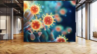 Microscopic view of virus cells in a colorful background Wall mural