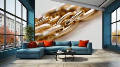 massive golden braided chain bracelet on a white background in isolation copy space place text Wall mural