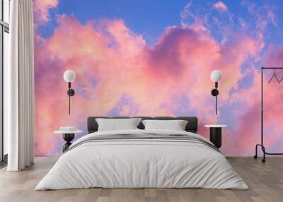 Blue sky clouds, background of purple sunset sky.  Wall mural