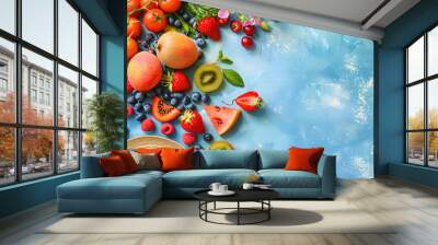 Creative trendy summertime banner mockup. Summer shopping sales and vacation concept. Wall mural