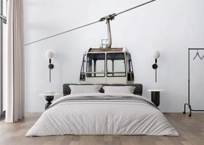 Cable car on white: a vivid photo.Color cable car: isolated photo.Cable car: photos in bright colors.Cable car on a white background: photos in bright colors.Isolated photo of the cable car: brig Wall mural