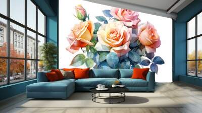 a bouquet of roses against a white background Wall mural