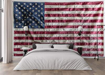 A dirty American flag with a few stars missing Wall mural