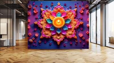 Celebrate the vibrant spirit of Diwali with traditional symbols Wall mural