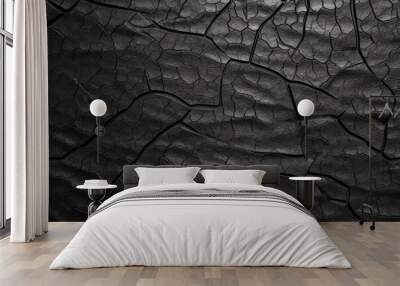 The image is a close up of a piece of wood with a black and grey color scheme. Wall mural