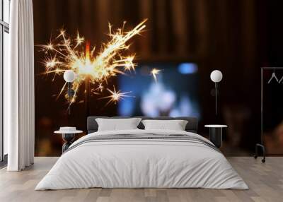 sparkler on black background Wall mural