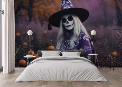 creepy witch in purple Wall mural