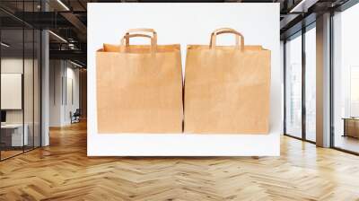 Two paper bag, white background, copy space Wall mural