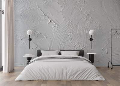 Applying decorative putty. White abstract texture of surface covered with putty. textured background of filler paste applied with putty knife in irregular dashes and strokes. Rough surface plaster Wall mural