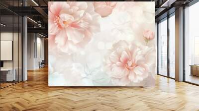 Delicate flowers bloom in soft pastel shades, adding a touch of elegance and tranquility ideal for various decor styles. Generative AI Wall mural