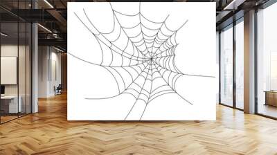 Hand drawn spider web icon set isolated on white. Black halloween cobweb vector illustration Wall mural