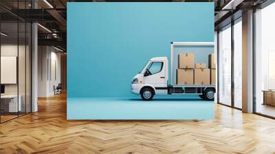 White toy truck on blocks with the text DELIVERY. Wall mural