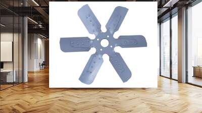 new grey truck engine cooling fan with metal blades isolated on white background. Spare parts Wall mural