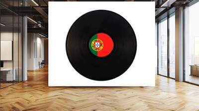 Gramophone record with the flag of Portugal. Portuguese music. Vinyl record with the flag of Portugal, on a white background, isolated Wall mural