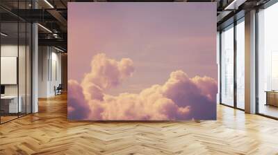 Pink clouds in a blue sky, copy space for text Wall mural