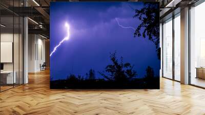 Thunderstorm and lightning in the city Wall mural