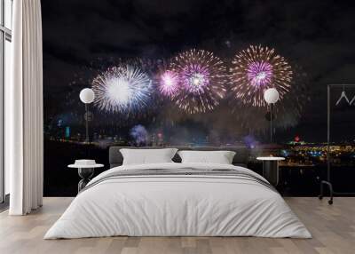 fireworks over the city Wall mural