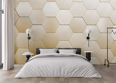 Abstract silver metal background. Geometric hexagons. Wall mural