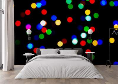 Abstract Christmas background. Blurred background with lights Wall mural