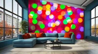 Abstract Christmas background. Blurred background with lights Wall mural