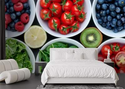 berries fruits in plates food Wall mural