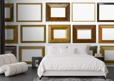 Frames paintings gold antique antiquity collection isolated museum Wall mural