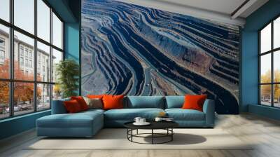 huge iron ore quarry iron ore quarry top view aero photo shoot. Wall mural