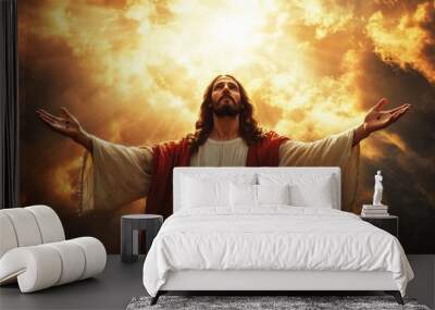 Jesus Christ sky clouds light Wall mural