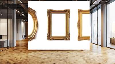 picture frames isolated on white background gold vintage set Wall mural