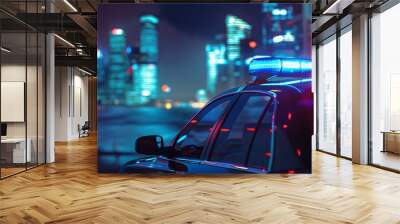 police car lights flasher america city Wall mural