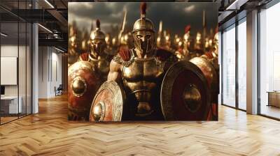 Spartans in armor troops war battle fight Wall mural