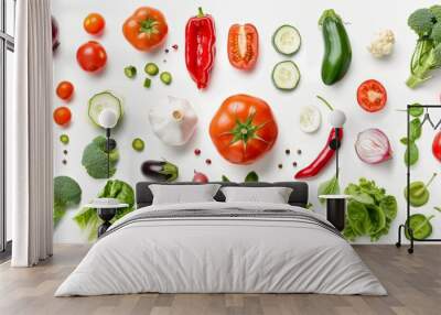 vegetables set isolated on white background Wall mural