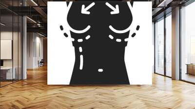 Female breast augmentation black glyph icon. Plastic body surgery. Isolated vector element. Outline pictogram for web page, mobile app, promo. Wall mural