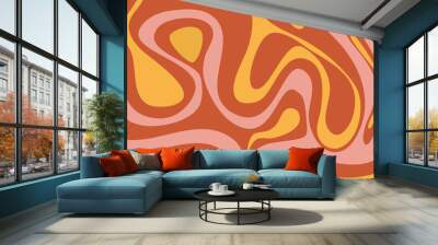 Psychedelic swirl groovy pattern. Psychedelic retro wave wallpaper. Liquid groovy background. Vector design illustration. Wall mural