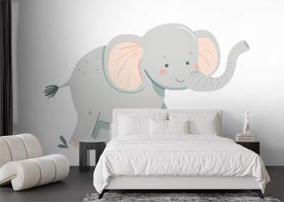 Cute elephant,safari animals.Wild animals of Africa.Simple cartoon flat illustration on transparent background PNG Wall mural