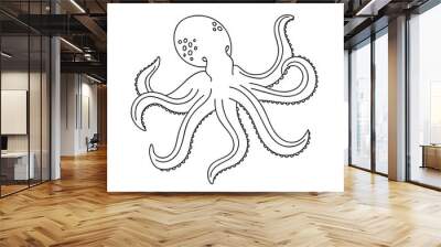 Doodle octopus for coloring.Sea animals for children 's coloring pages.Hand drawn vector illustration isolated on white background Wall mural