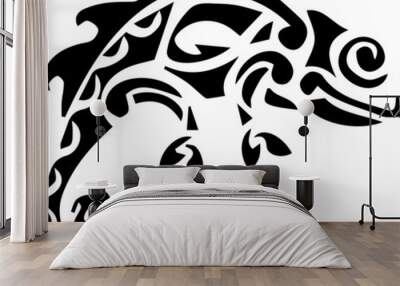 beautiful isolated on the white background tribal tattoo vector illustration with black stylized cha Wall mural