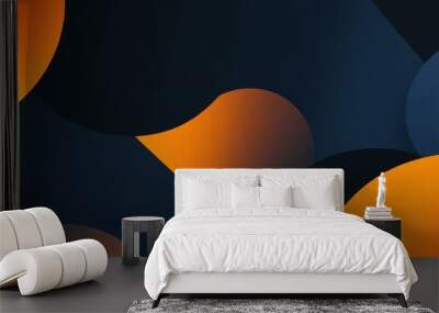 Modern phone wallpaper design featuring abstract shapes in dark blue and vibrant orange tones, creating a sense of depth and dynamic movement. Wall mural