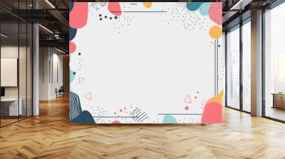 White background with colorful geometric shapes and abstract patterns creating a modern and artistic frame design Wall mural