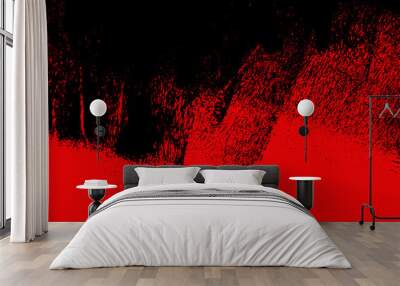 black and red hand painted brush grunge background texture Wall mural