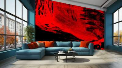 black and red hand painted brush grunge background texture Wall mural